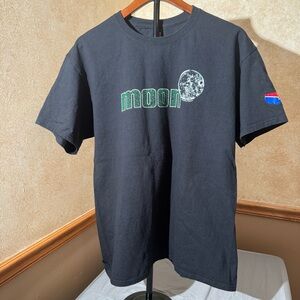 Hanes Black Eclipse Tee with Moon and Green Text
